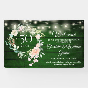 Banderoles Lumières Florales Rustiques 50e Anniversaire de Ma