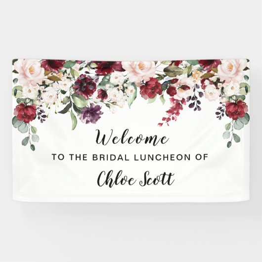Banderoles Lunchère de bienvenue de la mariée rose rouge (Horizontal)
