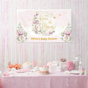 Banderoles Lune Florale Rose Bienvenue