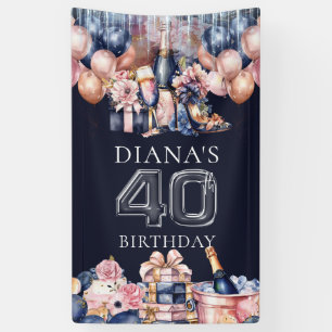 Banderoles Luxe 40e anniversaire Champagne personnalisé talon