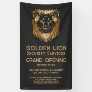Banderoles Luxe Black Gold Lion Business Logo Grand Ouverture