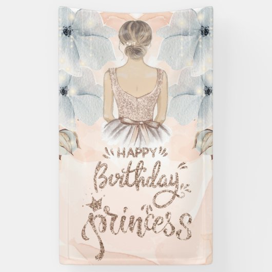 Banderoles Luxury Princess Joyeux anniversaire parties scinti (Vertical)