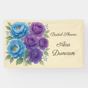 Banderoles Lyons Blue Peony & Fig Purple Rose Baby Shower de