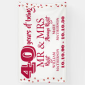 Banderoles M. Mme Right Fun 40e anniversaire Ruby Hearts (Vertical)