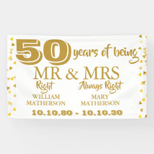 Banderoles M. Mme Right Fun Golden 50e anniversaire Mariage