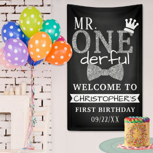 Banderoles M. ONEderful 1er anniversaire Bienvenue