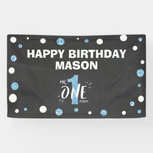 Banderoles M. Onederful Birthday Banner Boy Black Blue
