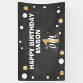 Banderoles M. Onederful Birthday Banner Boy Black Gold (Vertical)