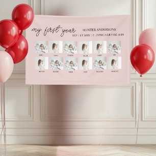 Banderoles Ma première année 12-Photo rose   Première année d