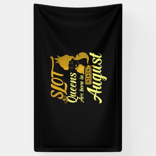 Banderoles Machine à sous Reine Août Anniversaire (Vertical)