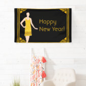 Banderoles Madame en or hurlant la bonne année 20s (En situation)