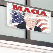 Banderoles MAGA American Flag Trump texte rouge (Bâtiment extérieur)
