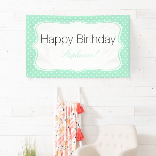 Banderoles Magic Mint et White Polka Dot Anniversaire (En situation)