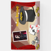 Banderoles Magic Show Stage Joyeux Anniversaire Nom Rouge (Vertical)