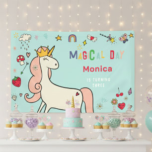 Banderoles Magique jour mignon dessin animé licorn anniversai