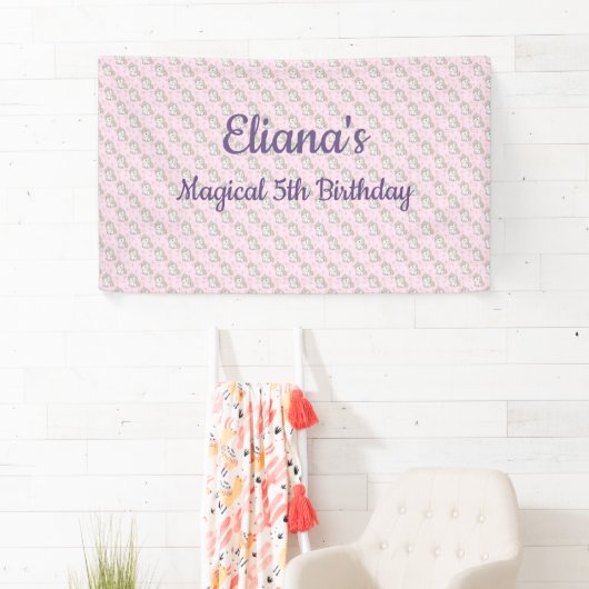 Banderoles Magique Unicorn Pastel Rainbow Anniversaire Party (En situation)