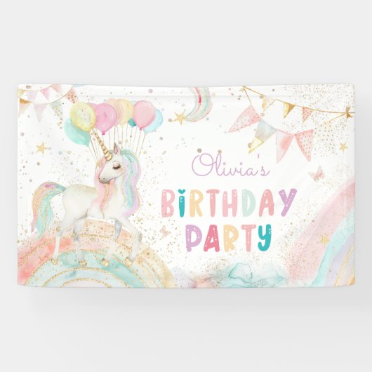 Banderoles Magique Unicorn Rainbow Anniversaire Party (Horizontal)