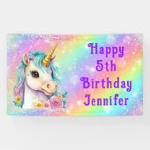 Banderoles Magique Unicorne Joyeux Anniversaire Étincelles (Horizontal)