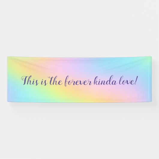 Banderoles Magnificent Pastel Rainbow Wedding Forever Love (Horizontal)