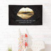 Banderoles Magnifique 3D Gold Lips Damask Beauty Salon (En situation)