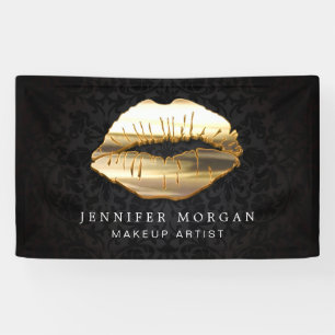 Banderoles Magnifique 3D Gold Lips Damask Beauty Salon
