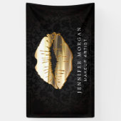 Banderoles Magnifique 3D Gold Lips Damask Beauty Salon (Vertical)