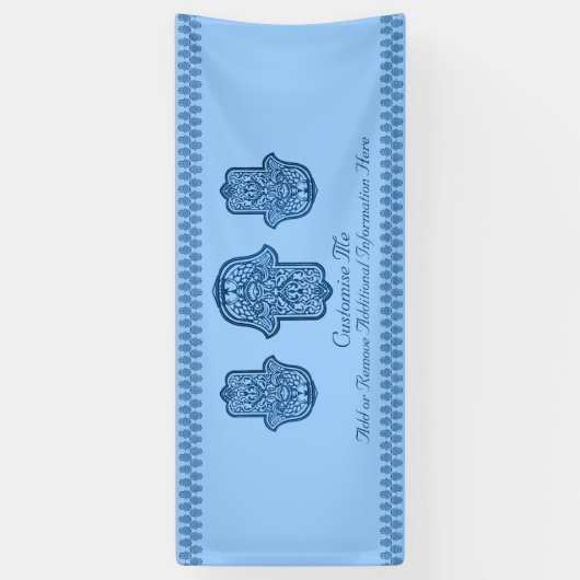 Banderoles Main de henné de Hamsa (bleu) (Vertical)