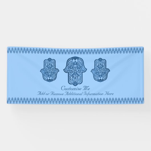 Banderoles Main de henné de Hamsa (bleu) (Horizontal)