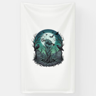 Banderoles Main de squelette de zombie Mors clé tombeau Corbe