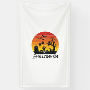 Banderoles Main de zombie Halloween Pierre tombale Arbre Chat