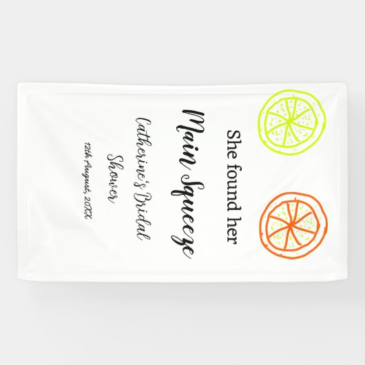 Banderoles Main Squeeze citron citron mariage ajouter nom d (Horizontal)