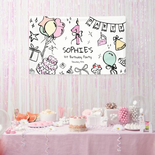 Banderoles Main tirée 1er anniversaire (Fête)