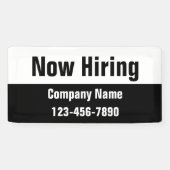 Banderoles Maintenant Embaucher Black White Nom de la société (Horizontal)