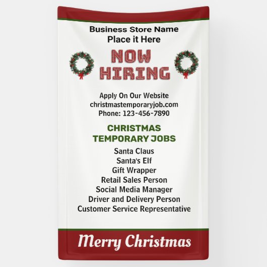 Banderoles Maintenant Embaucher Noël Jours fériés Jobs person (Vertical)