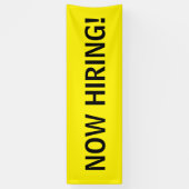 Banderoles Maintenant embaucher simple jaune bandeau noir (Vertical)