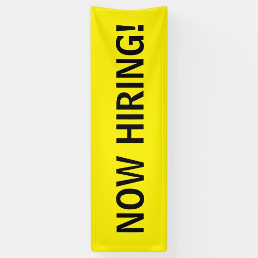 Banderoles Maintenant embaucher simple jaune bandeau noir (Vertical)