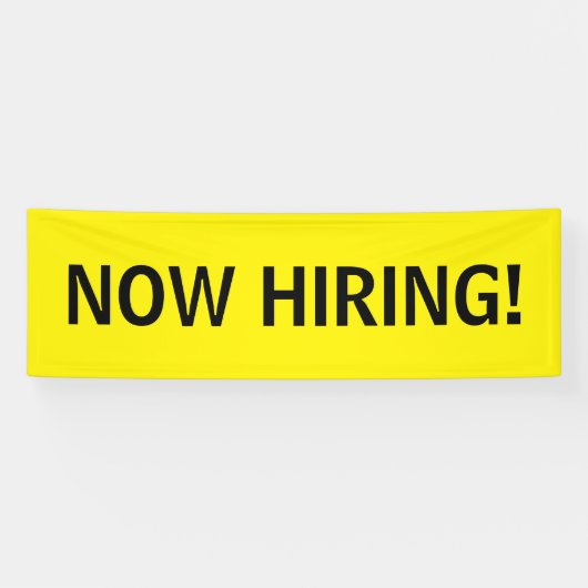 Banderoles Maintenant embaucher simple jaune bandeau noir (Horizontal)