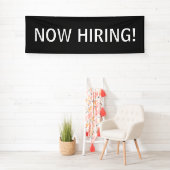 Banderoles Maintenant embaucher simple noir blanc bandeau (En situation)
