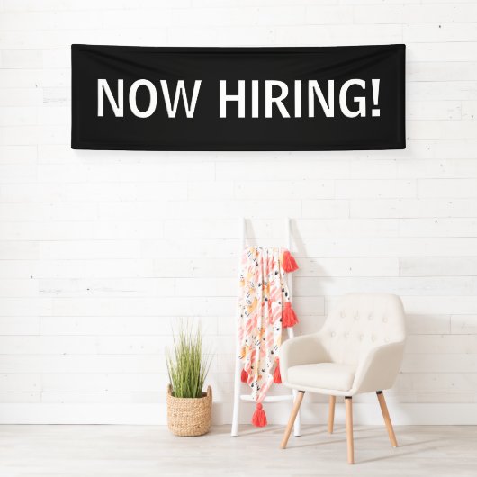 Banderoles Maintenant embaucher simple noir blanc bandeau (En situation)