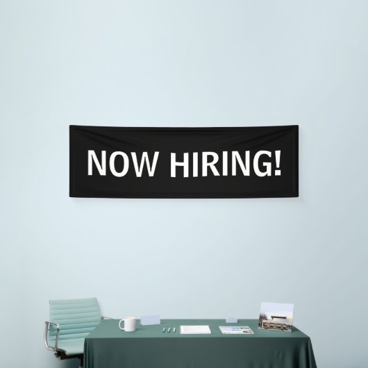 Banderoles Maintenant embaucher simple noir blanc bandeau (Salon professionnel)