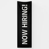 Banderoles Maintenant embaucher simple noir blanc bandeau (Vertical)