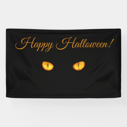 Banderoles Maintenant Il vous voit Chat noir Ajouter du texte (Horizontal)