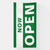 Banderoles Maintenant Open Business Green Blanc Grand panneau (Verticale)