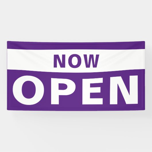 Banderoles Maintenant Open Business Violet Blanc Grand Pannea (Horizontal)