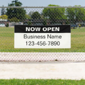 Banderoles Maintenant ouvert Noir et Blanc Nom commercial Tél (En situation)