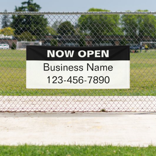 Banderoles Maintenant ouvert Noir et Blanc Nom commercial Tél (En situation)