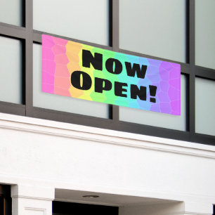 Banderoles Maintenant Ouvre ! Bandeau arc-en-ciel géométrique
