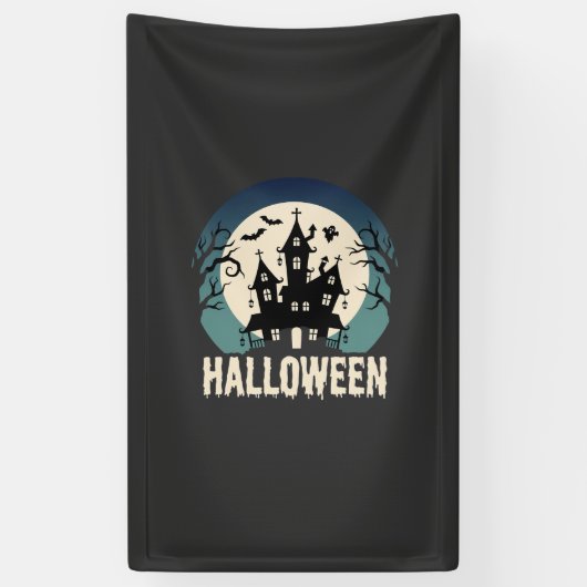 Banderoles Maison Hantée de la Lune Vector Halloween (Vertical)