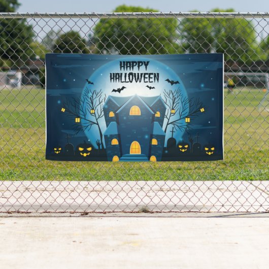 Banderoles Maison hantée d'Halloween (En situation)