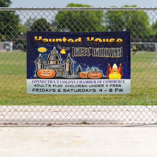 Banderoles Maison hantée d'Halloween (En situation)